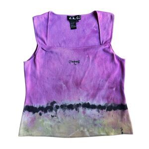Hand-Dyed Vintage Y2K Dragonfly Stamp Tie-Dye Tank XL